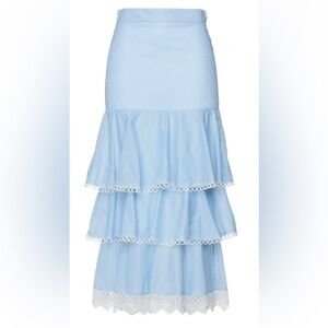 New Haveone Light Blue Tiered Ruffle Skirt